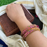Kada Kundan Bangle - Hot Pink Ring -G4868